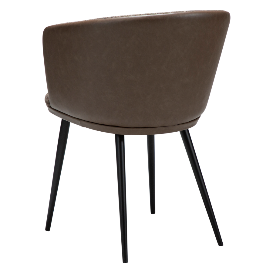 DANFORM Hey lnestol, m. armln - Major brun boucléstof/kunstlder og sort stl