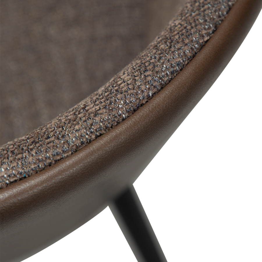 DANFORM Hey lnestol, m. armln - Major brun boucléstof/kunstlder og sort stl