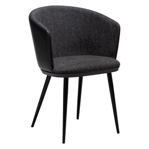 DANFORM Hey lnestol, m. armln - Ravn sort boucléstof/kunstlder og sort stl