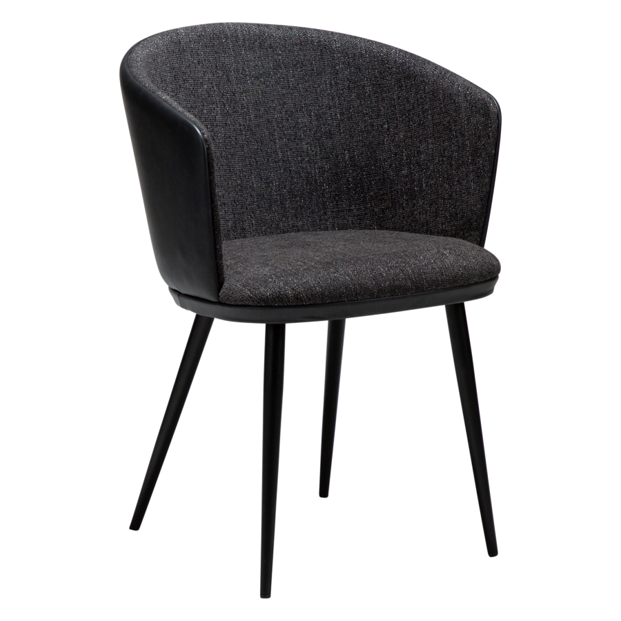 DANFORM Hey lnestol, m. armln - Ravn sort boucléstof/kunstlder og sort stl