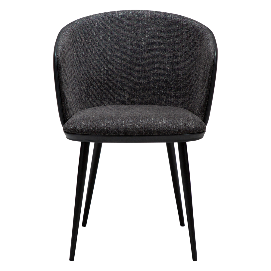 DANFORM Hey lnestol, m. armln - Ravn sort boucléstof/kunstlder og sort stl