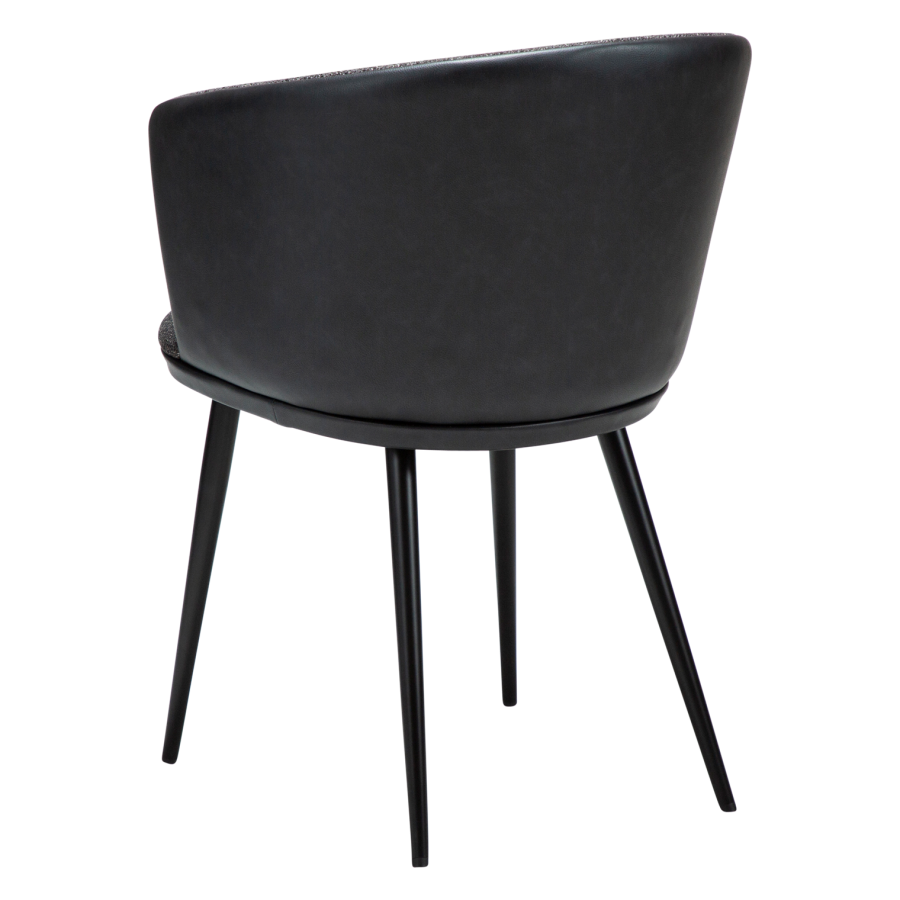 DANFORM Hey lnestol, m. armln - Ravn sort boucléstof/kunstlder og sort stl