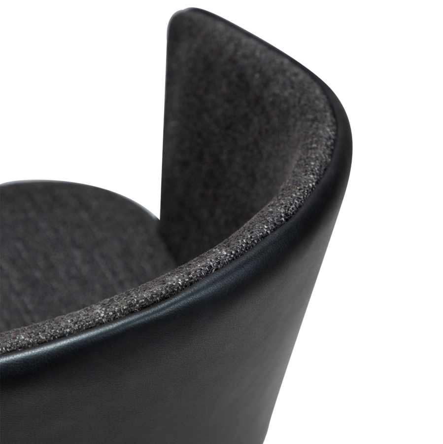 DANFORM Hey lnestol, m. armln - Ravn sort boucléstof/kunstlder og sort stl