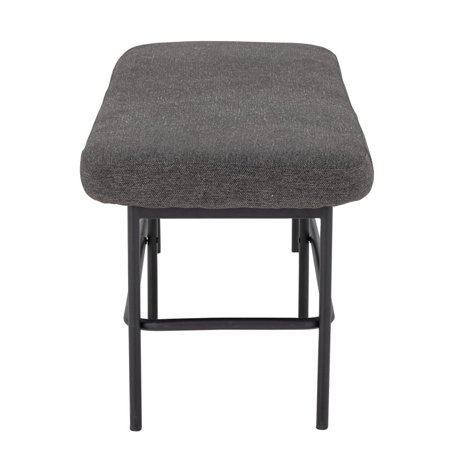 BLOOMINGVILLE Farell bnk, rektangulr - gr polyester og sort metal (140x45,5)