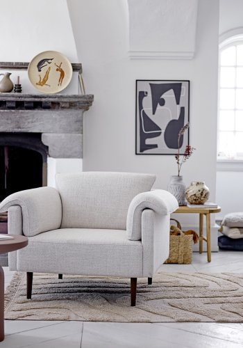 BLOOMINGVILLE Chesham loungestol, m. armln - rhvid polyester og eg