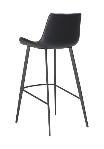 DAN-FORM Hype barstol, m. rygln og fodsttte - sort kunstlder og sort stl