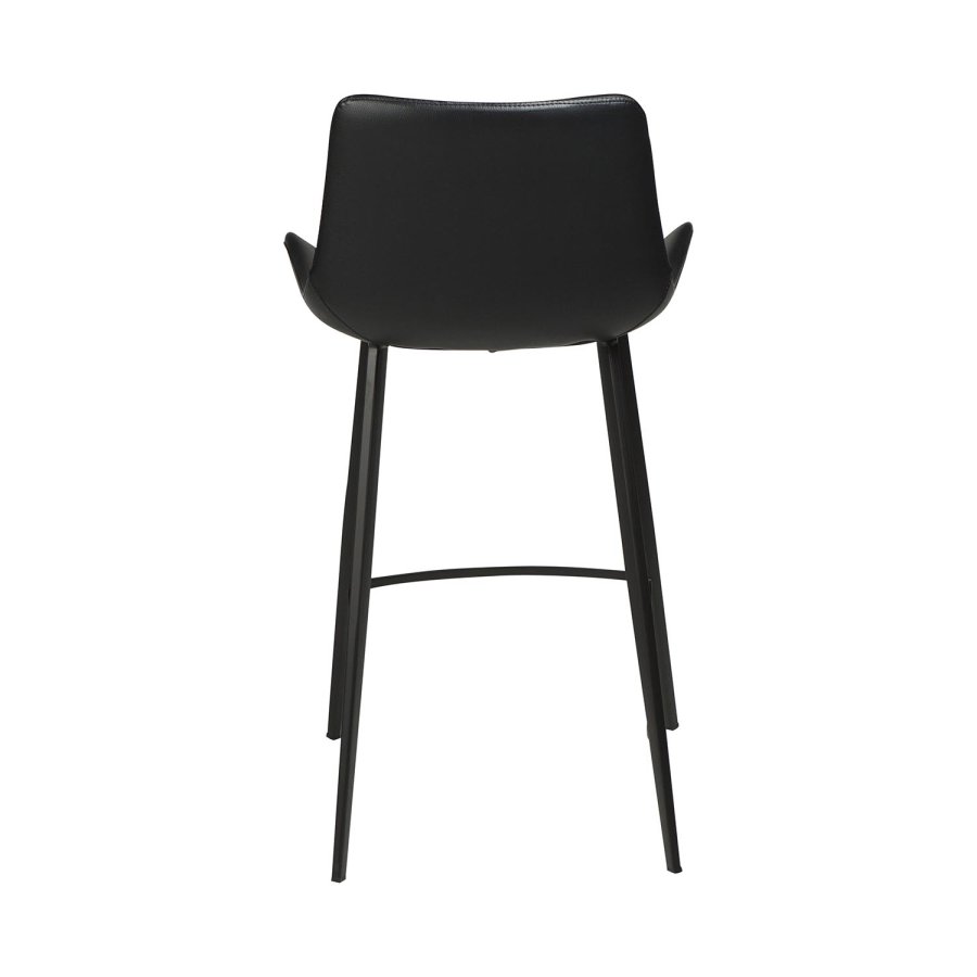 DAN-FORM Hype barstol, m. rygln og fodsttte - sort kunstlder og sort stl
