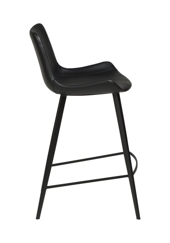 DAN-FORM Hype barstol, m. rygln og fodsttte - sort kunstlder og sort stl