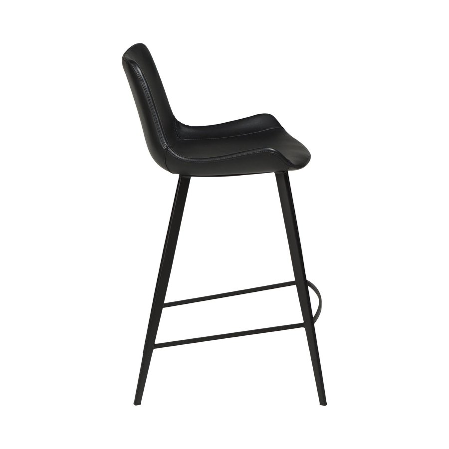 DAN-FORM Hype barstol, m. rygln og fodsttte - sort kunstlder og sort stl