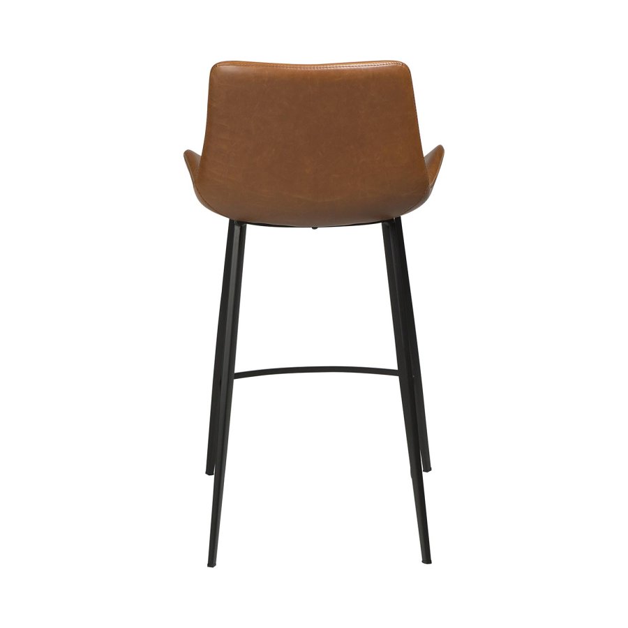DAN-FORM Hype barstol, m. rygln og fodsttte - lysebrun kunstlder og sort stl
