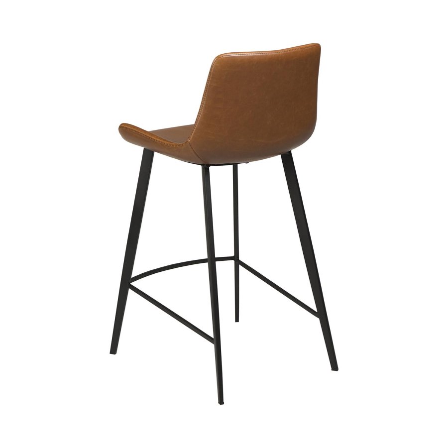 DAN-FORM Hype barstol, m. rygln og fodsttte - lysebrun kunstlder og sort stl
