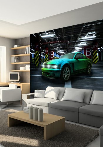 ARTGEIST - Fototapet med en grn Ford Mustang - Flere strrelser