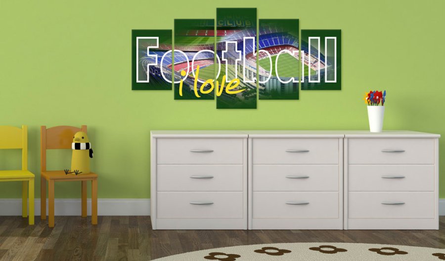 ARTGEIST billede trykt p lrred - I Love Football, 5-delt - Flere strrelser