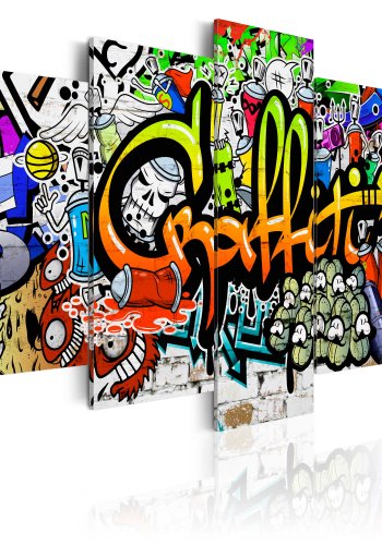 ARTGEIST billede trykt p lrred - Artistic Graffiti, 5-delt - Flere strrelser