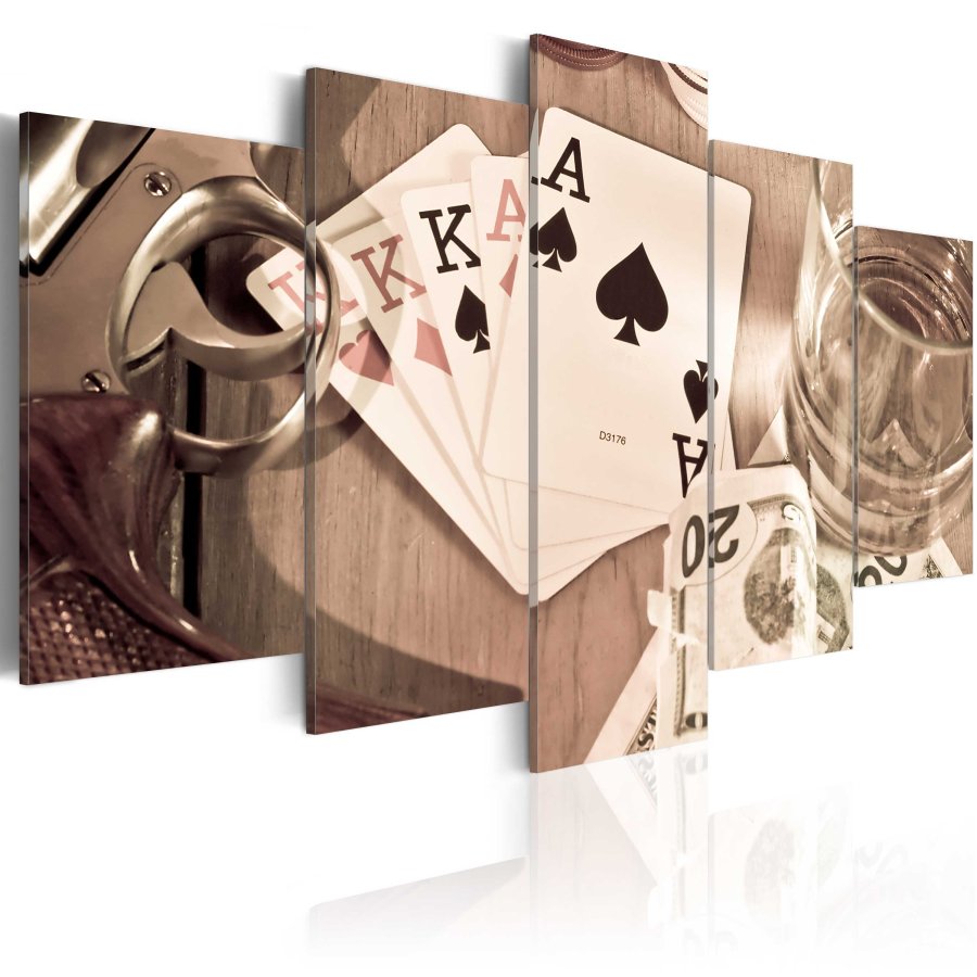 ARTGEIST billede trykt p lrred - Poker night - sepia, 5-delt - Flere strrelser