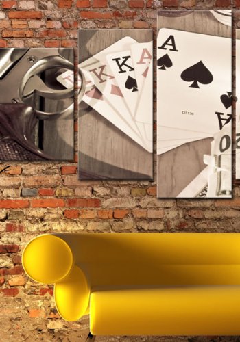 ARTGEIST billede trykt p lrred - Poker night - sepia, 5-delt - Flere strrelser
