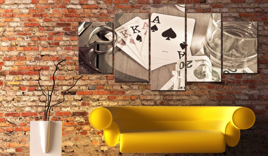 ARTGEIST billede trykt p lrred - Poker night - sepia, 5-delt - Flere strrelser