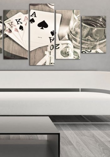 ARTGEIST billede trykt p lrred - Poker night, 5-delt - Flere strrelser 