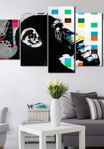 ARTGEIST billede trykt p lrred - The Thinker Monkey, 5-delt - Flere strrelser