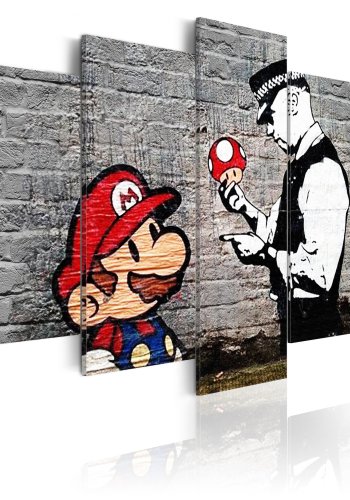 ARTGEIST billede trykt p lrred - Super Mario Mushroom Cop, 5-delt - Flere strrelser