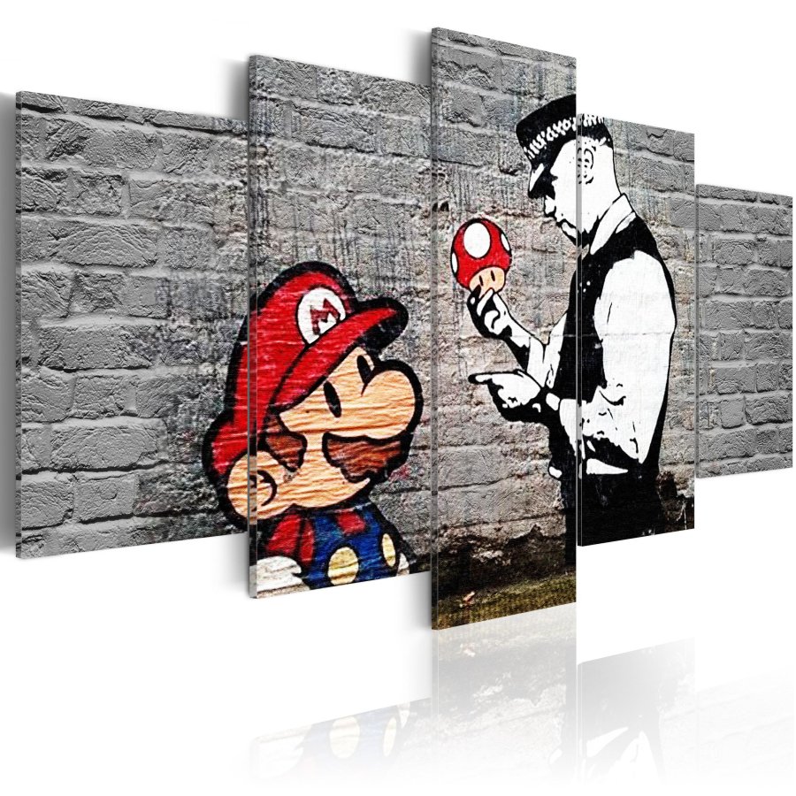 ARTGEIST billede trykt p lrred - Super Mario Mushroom Cop, 5-delt - Flere strrelser
