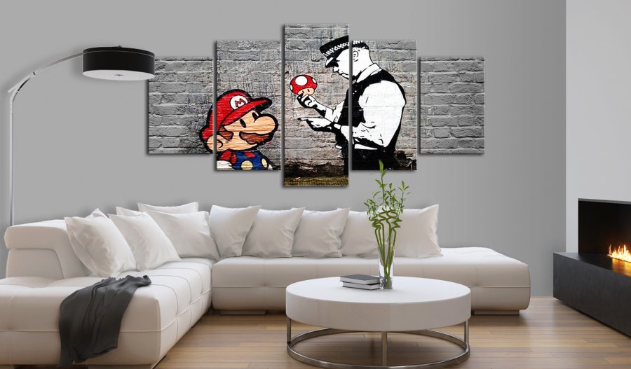 ARTGEIST billede trykt p lrred - Super Mario Mushroom Cop, 5-delt - Flere strrelser