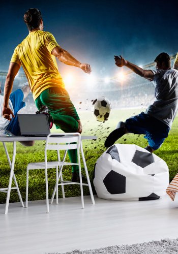 ARTGEIST Fototapet - Decisive Tackle, tackling i fodboldkamp (flere strrelser)