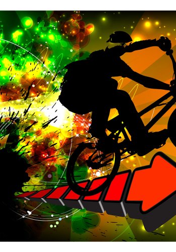 ARTGEIST Fototapet - Bicycle Tricks, silhouette af BMX'er (flere strrelser)