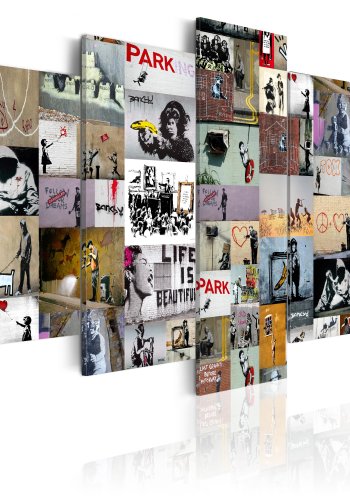 ARTGEIST billede trykt p lrred - Art of Collage: Banksy IV, 5-delt - Flere strrelser