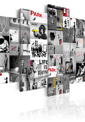 ARTGEIST billede trykt p lrred - Street Art: Banksy IV, 5-delt - Flere strrelser