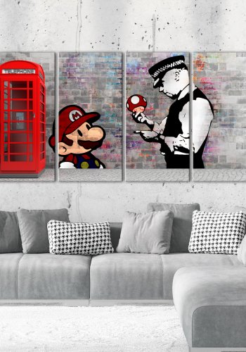 ARTGEIST billede trykt p lrred - Brick Graffiti I, 5-delt - Flere strrelser