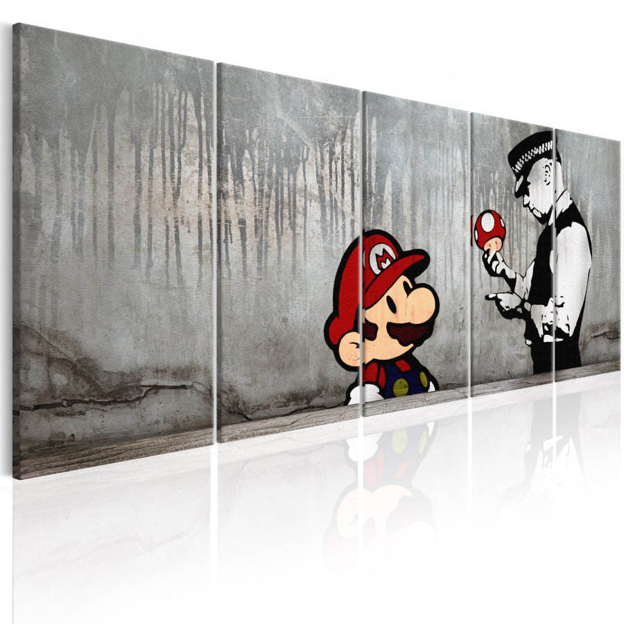 ARTGEIST billede trykt p lrred - Mario Bros on Concrete, 5-delt - Flere strrelser