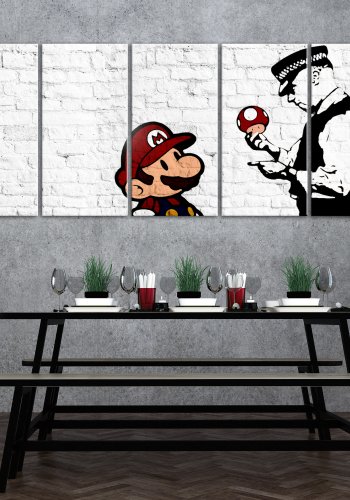 ARTGEIST billede trykt p lrred - Graffiti on Brick, 5-delt - Flere strrelser