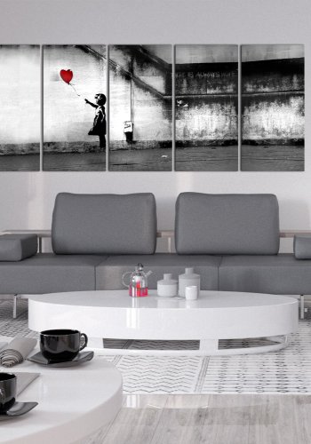 ARTGEIST billede trykt p lrred - Banksy: Runaway Balloon, 5-delt - Flere strrelser
