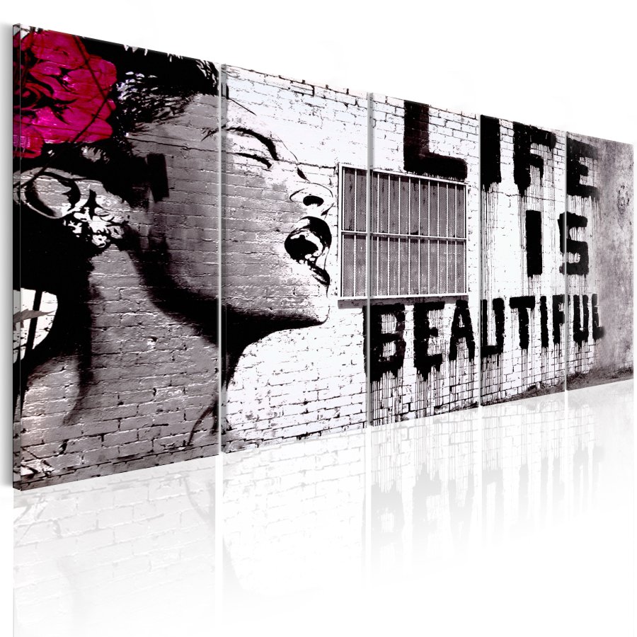 ARTGEIST billede trykt p lrred - Banksy: Life is Beautiful, 5-delt - Flere strrelser