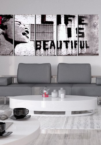 ARTGEIST billede trykt p lrred - Banksy: Life is Beautiful, 5-delt - Flere strrelser