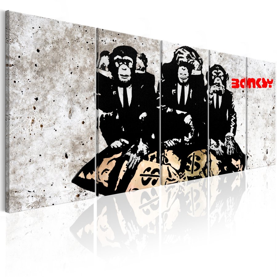 ARTGEIST billede trykt p lrred - Banksy: Three Monkeys, 5-delt - Flere strrelser