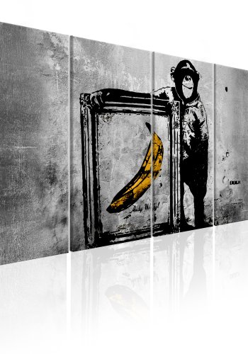 ARTGEIST billede trykt p lrred - Banksy: Monkey with Frame, 5-delt - Flere strrelser