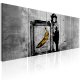 ARTGEIST billede trykt p lrred - Banksy: Monkey with Frame, 5-delt - Flere strrelser