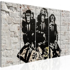 ARTGEIST billede trykt p lrred - Rich Monkeys, 5-delt narrow - Flere strrelser