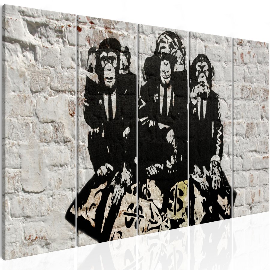 ARTGEIST billede trykt p lrred - Rich Monkeys, 5-delt narrow - Flere strrelser