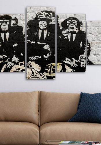 ARTGEIST billede trykt p lrred - Rich Monkeys, 5-delt - Flere strrelser