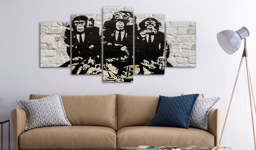 ARTGEIST billede trykt p lrred - Rich Monkeys, 5-delt - Flere strrelser