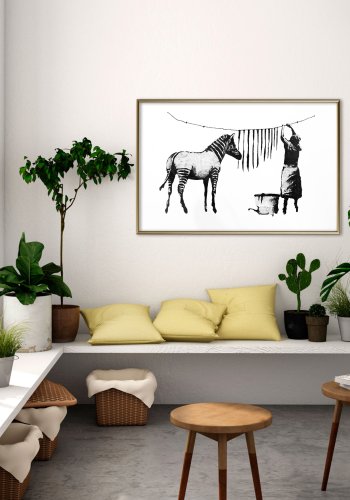 ARTGEIST Plakat med ramme - Banksy: Washing Zebra Stripes