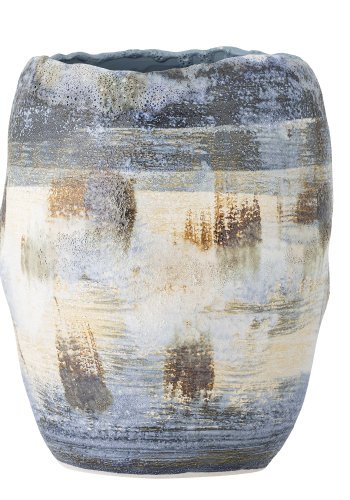 BLOOMINGVILLE Nienna vase - bl, hvid og brun stentj