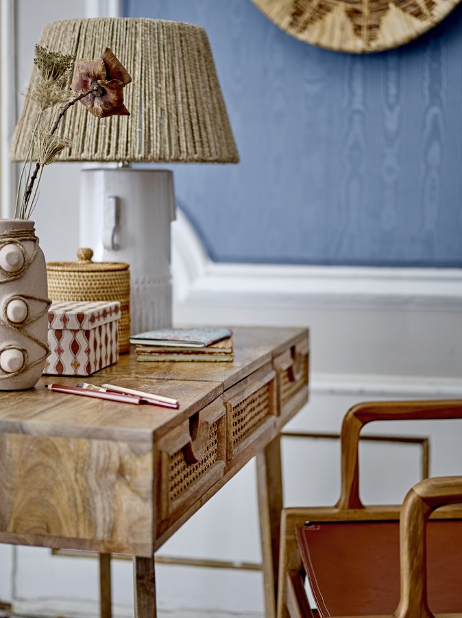 BLOOMINGVILLE Perth makeup bord, m. spejl og 2 skuffer - natur mangetr (102x45)