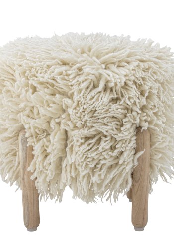 BLOOMINGVILLE Lomba taburet, rund - natur uld og natur tr (40)