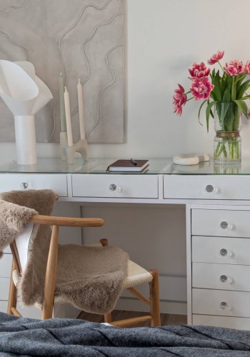 NORDVÄRK BJ105 makeup bord, m. 13 skuffer - hvid melamin (120x44,5)