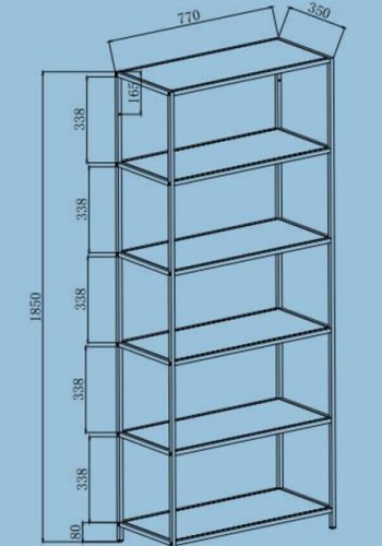 ACT NORDIC Seaford bogreol - natur/sort papir vildeg/metal, m. 4 hylder