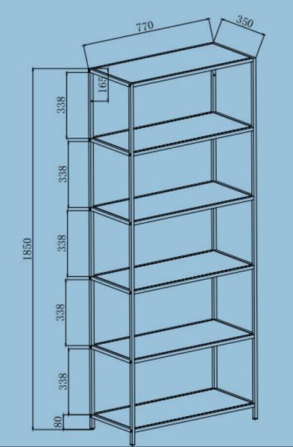 ACT NORDIC Seaford bogreol - natur/sort papir vildeg/metal, m. 4 hylder